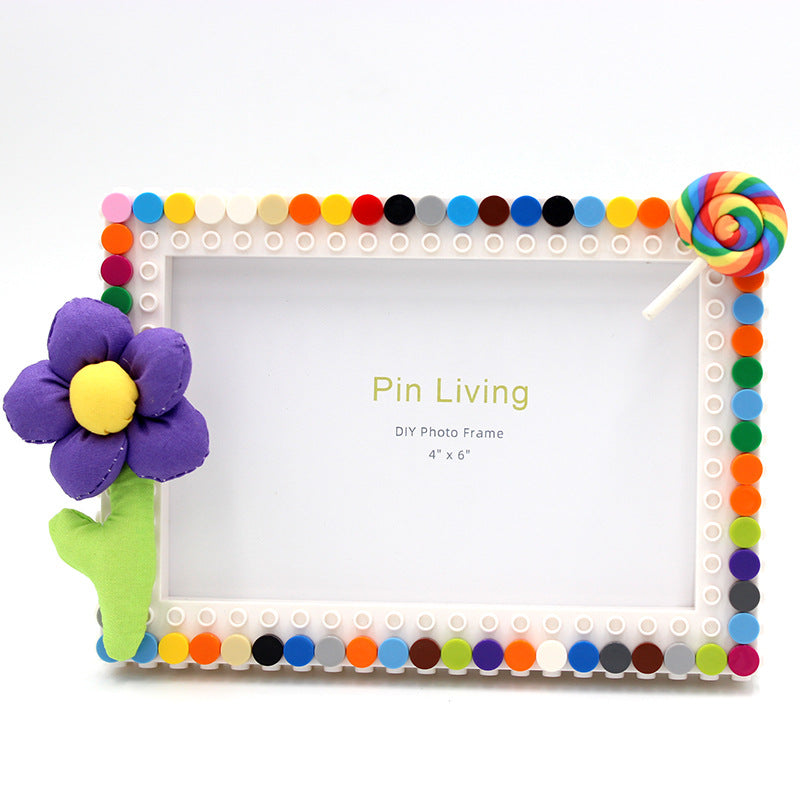 DIY Fabric Flower Building Block Photo Frame (Creative)