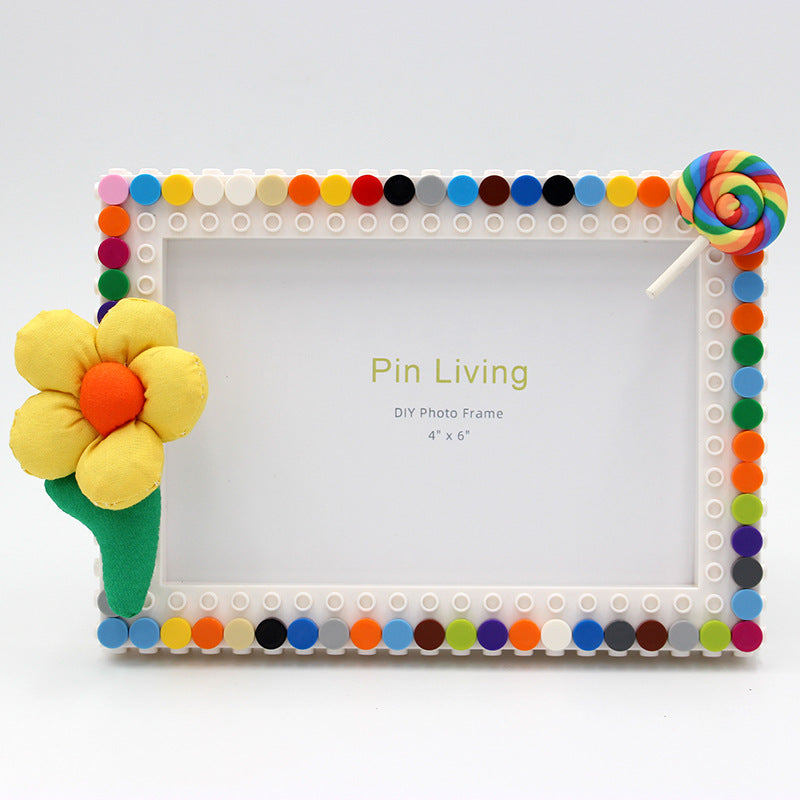 DIY Fabric Flower Building Block Photo Frame (Creative)
