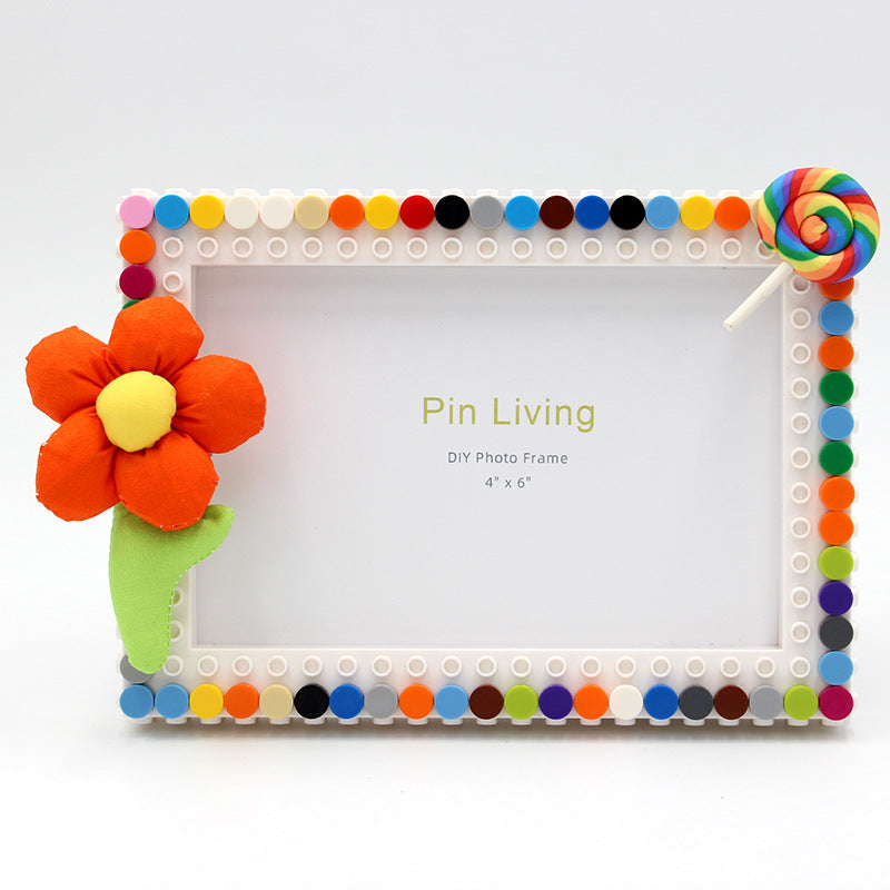 DIY Fabric Flower Building Block Photo Frame (Creative)