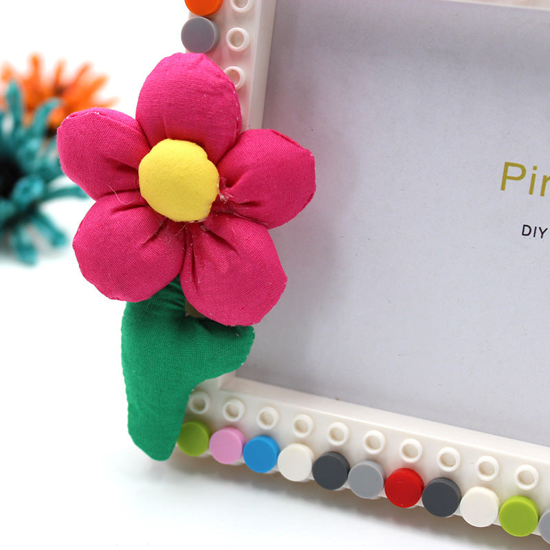 DIY Fabric Flower Building Block Photo Frame (Creative)