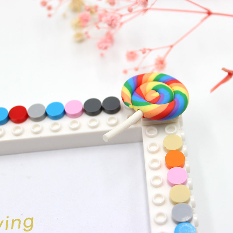DIY Fabric Flower Building Block Photo Frame (Creative)
